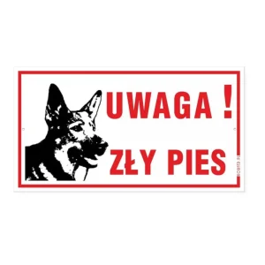 TABLICZKA 30,5X16,5 UWAGA ZŁY PIES