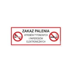 TABLICZKA 21X8 ZAKAZ PALENIA WYR. TYT. I PAP. ELE.